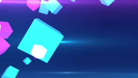 blue cubes on navy glowing background