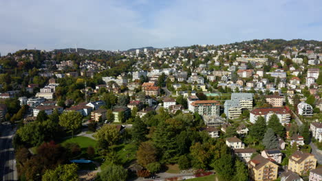 panorama of the eastern suburb of pully town and the city landscape of lausanne in switzerland