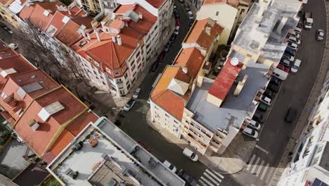 Drone-shot-of-some-stairs-in-Anjos,-Lisbon