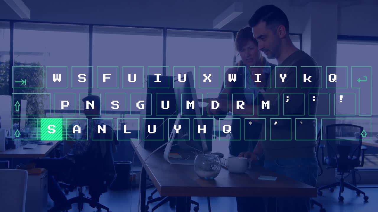 la animación de escritura sobre las personas de negocios que trabajan en la oficina moderna