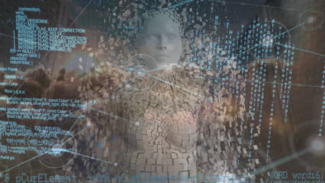 animación del procesamiento de datos y redes de conexiones con el cuerpo humano a través de servidores informáticos
