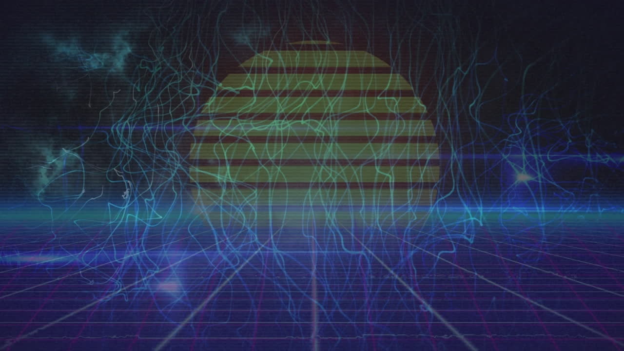 animación de rastros de luz sobre el sol y el cielo