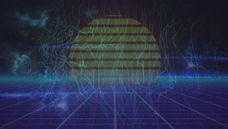 animation of light trails over sun and sky