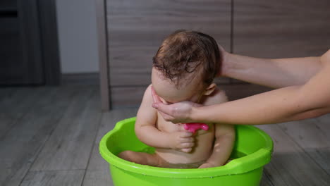 baby taking a bath
