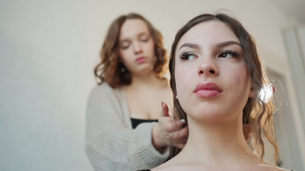 Beauty Shoot Readiness, Model Being Styled For Photoshoot, Model Getting Final Touches Before Picture Session Begins, Preparation Scene Where Woman Is Styled And Posed For Professional Photography