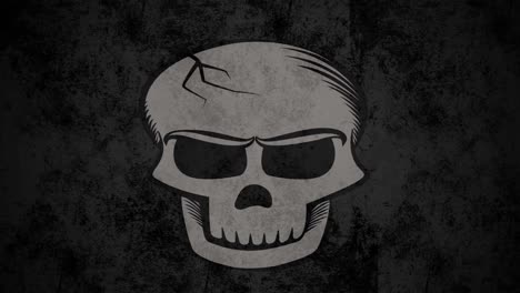 animation of skull on gray background