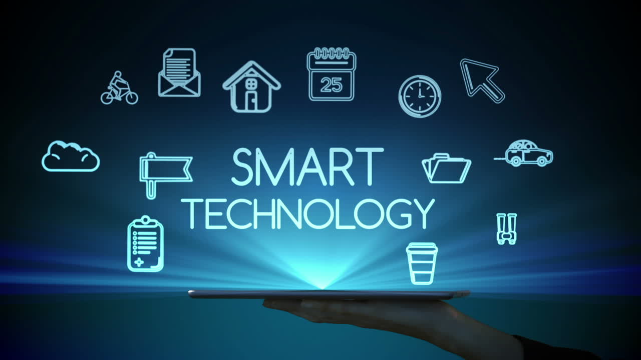 Woman using tablet with holographic apps