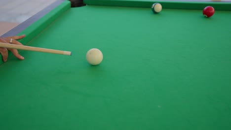 billiard-competition-between-young-men-in-the-hall-insert-shot,-Arc-shot