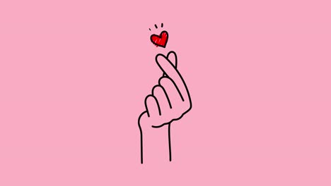 conjunto de 4k mini corazón coreano amor mano dedo símbolo bucle sin costuras en pantalla rosa, blanco, verde y fondo alfa