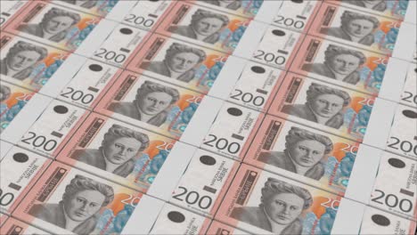 200-Serbische-Dinar-Banknoten,-Gedruckt-Von-Einer-Geldpresse
