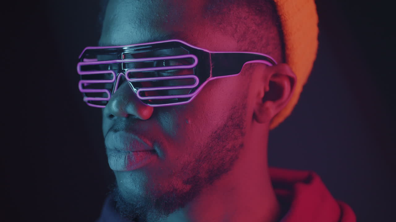 Trendy Man in Neon Glasses