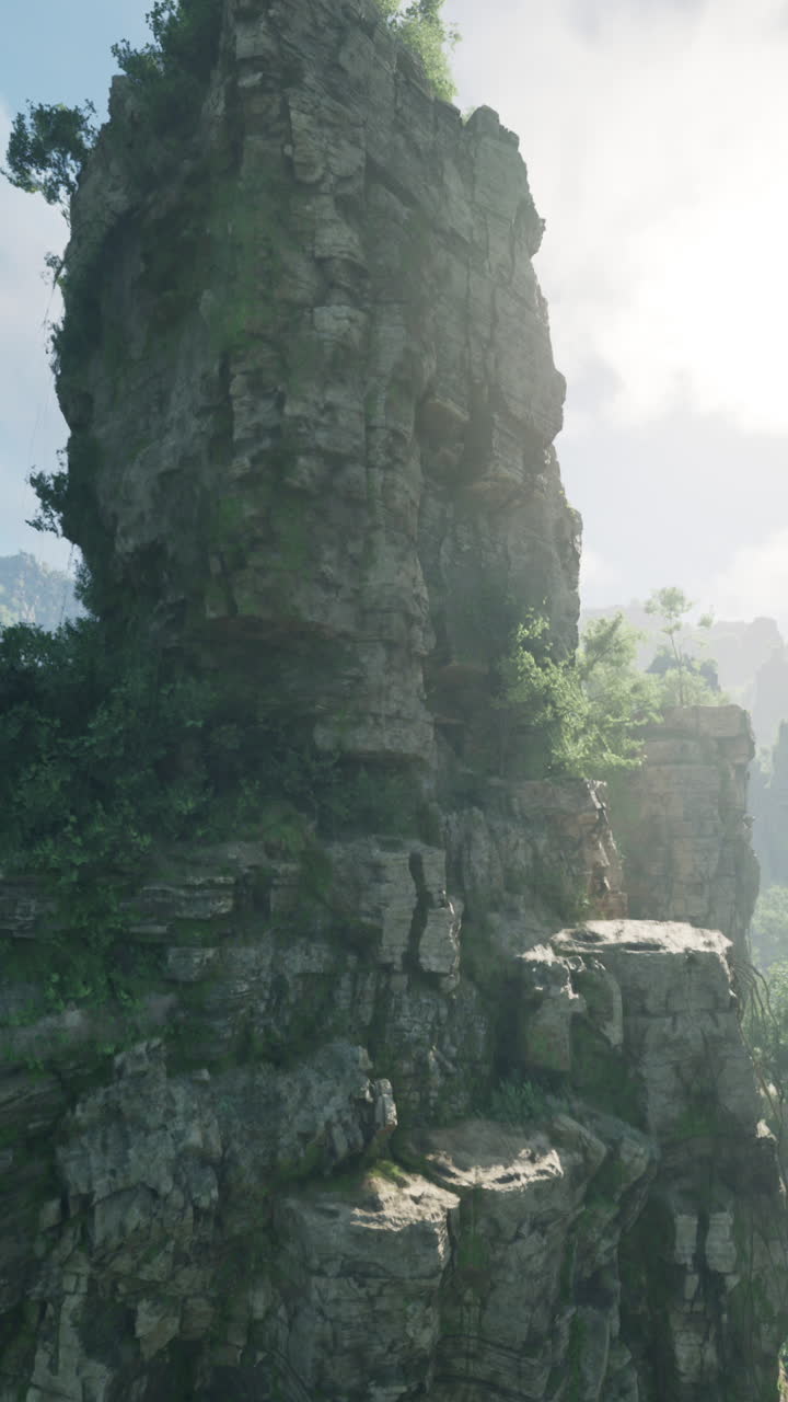 울창 한 정글 에서 극적 인 절벽 형성