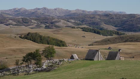 scenic view of durmitor national park, montenegro, with rustic cabins