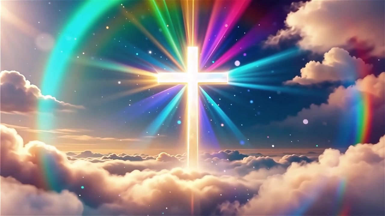 Christian Cross Heavenly Light Worship Background