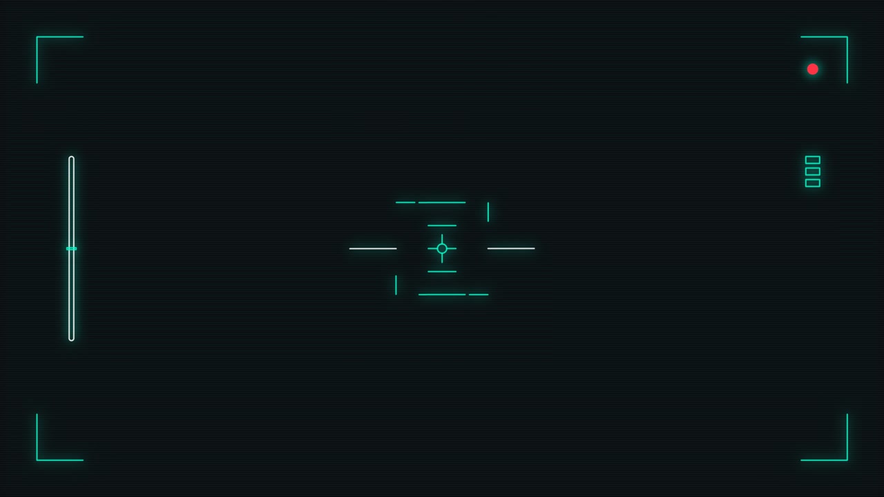 Digital Camera Viewfinder Overlay with Green Reticle and Recording Indicator