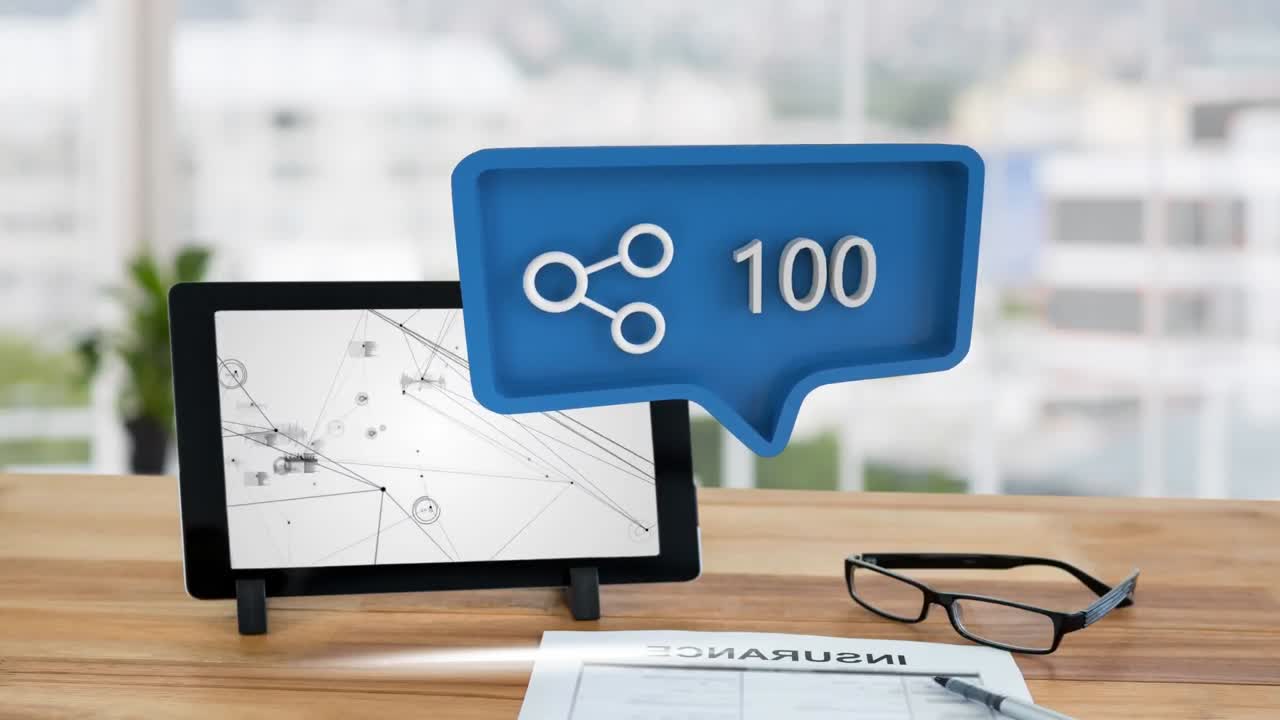 Connection icon and a tablet for social media