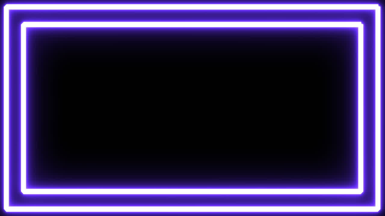 animación de un marco púrpura de neón brillante que parpadea en un bucle sin costuras sobre un fondo negro