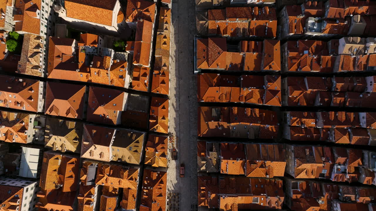Rooftops In Dubrovnik City In Croatia - Aerial Top Down