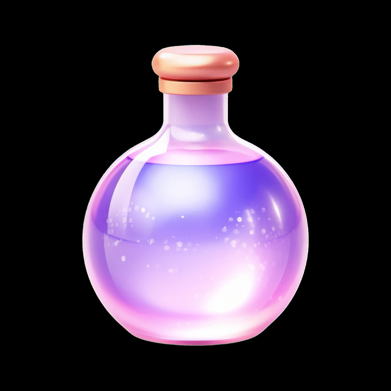 Magical potion bottle illustration animation isolated asset, transparent 4K video, alpha channel