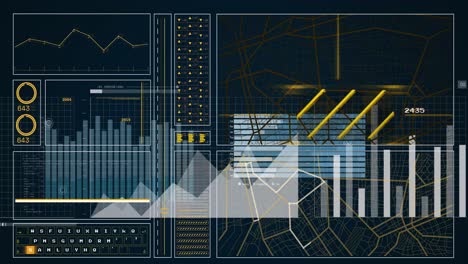 Animation-Von-Statistiken-Und-Datenverarbeitung-über-Bildschirme