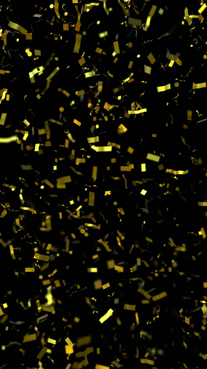 Golden Confetti and Streamers Falling on Black Background | Premium ...