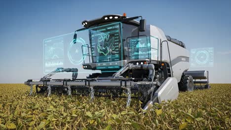 advanced agricultural technology: a modern harvester equipped with cutting-edge data visualization systems for enhanced crop management and efficiency