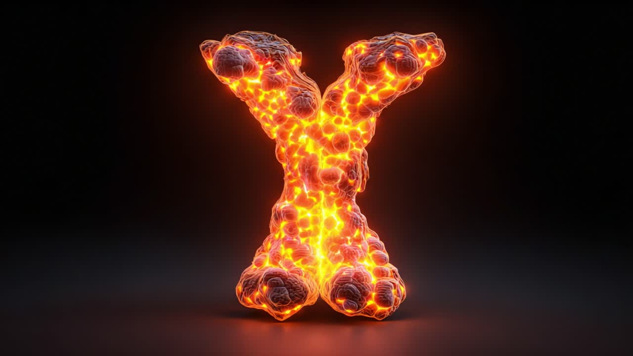 A stunning visual representation of the letter 'X' crafted with glowing, pulsating particles that emit a fiery luminosity, showcasing an intricate design that captivates viewers