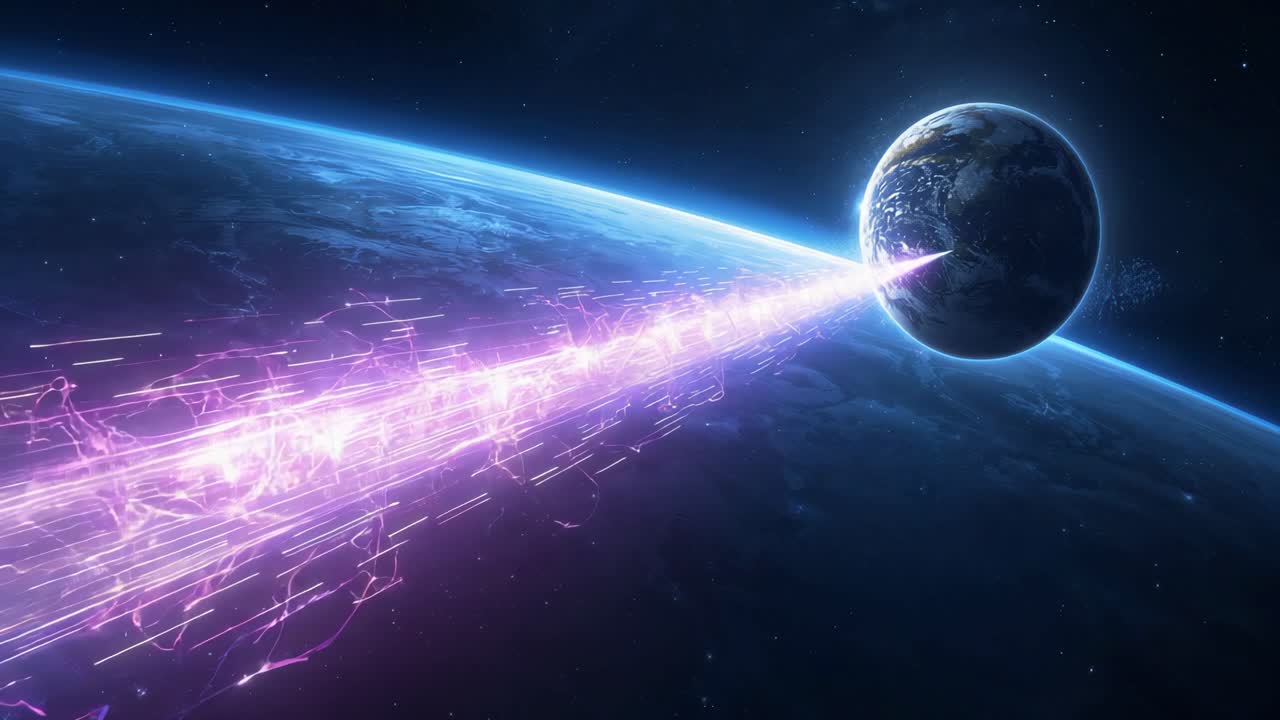 Laser Beam Hitting Earth from Space
