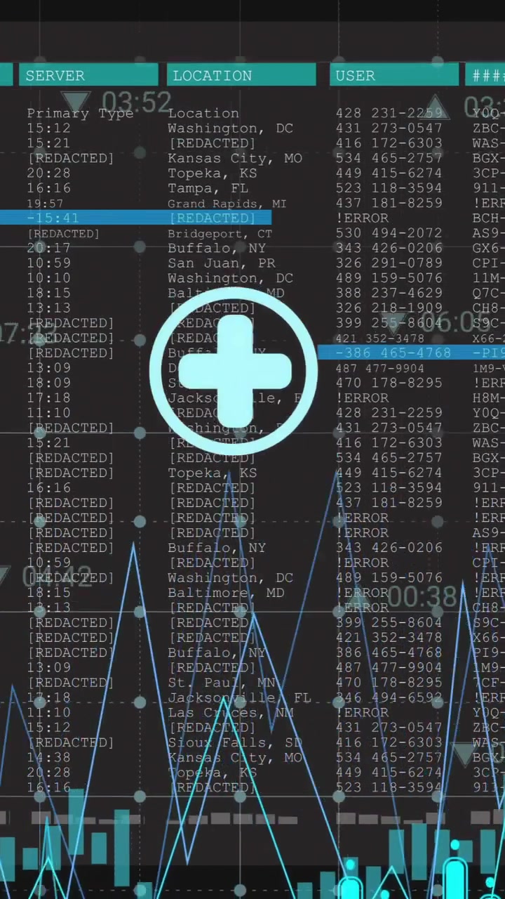 Animation of business icons and digital data processing over computer screens
