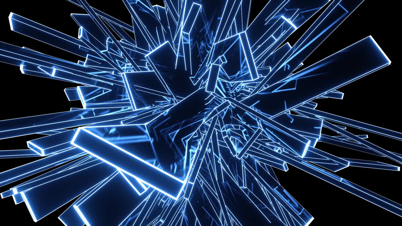 rotación de rectángulos brillantes de vidrio azul para la decoración de fiestas y conciertos, vj. para visualizar el sonido en hermosos videos.