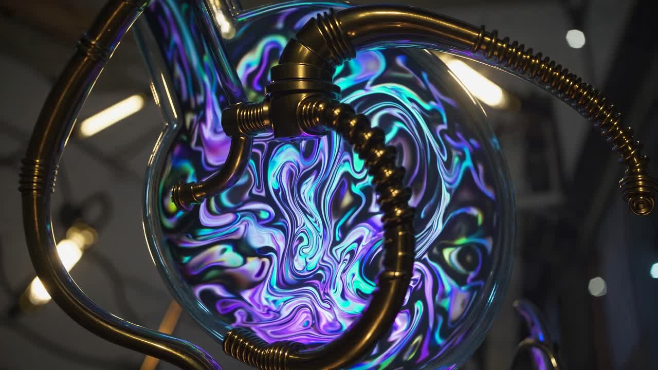 Abstract Glowing Glass Art Piece