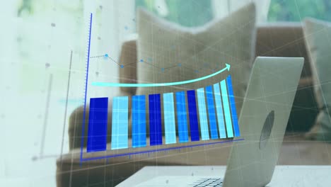 Animación-Del-Procesamiento-De-Datos-Estadísticos-Contra-El-Cierre-De-Una-Computadora-Portátil-En-Una-Mesa-En-Casa