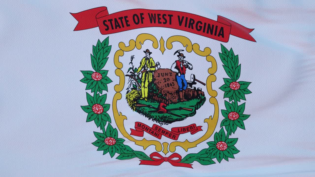 флаг штата западная вирджиния, регион соединенных штатов, размахивающий ветром