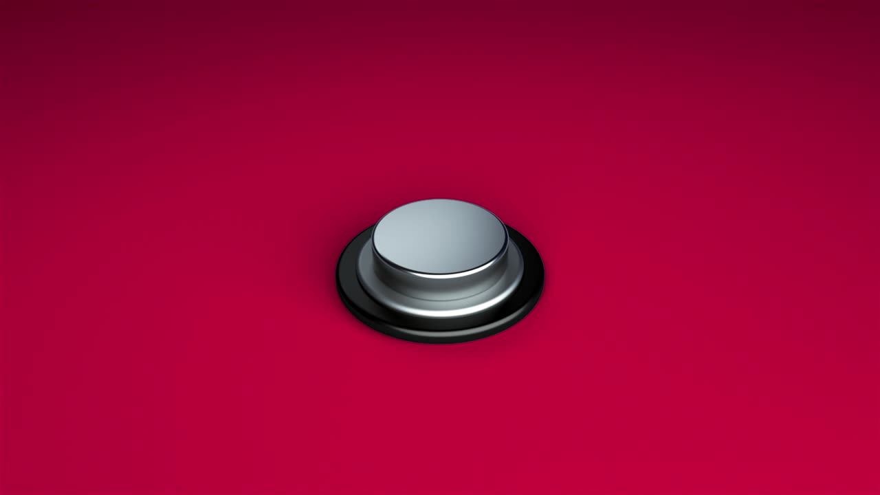 pulsante rotondo delimitato da un anello metallico - oggetto per la progettazione, sfondo di rendering 3d