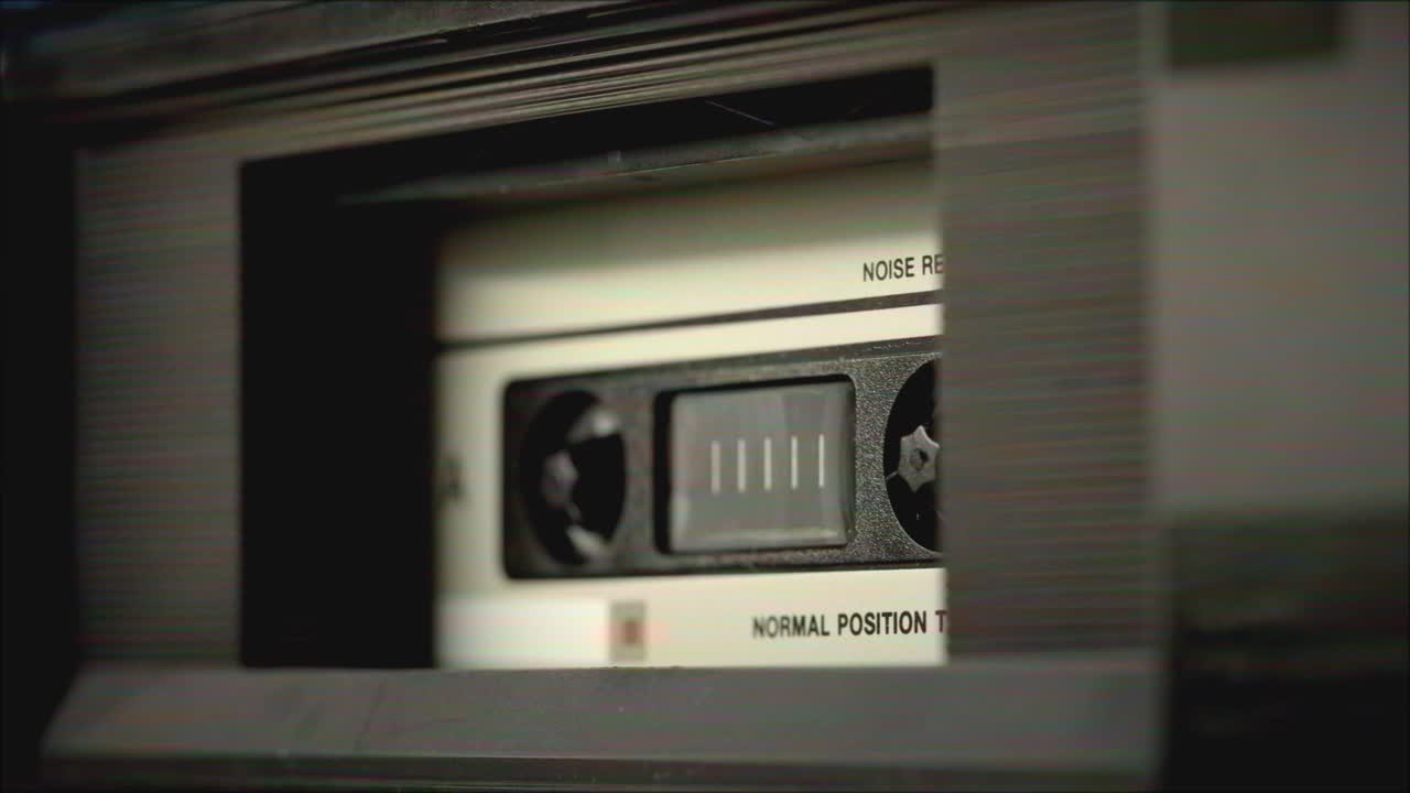 Close-up of a vintage cassette tape player