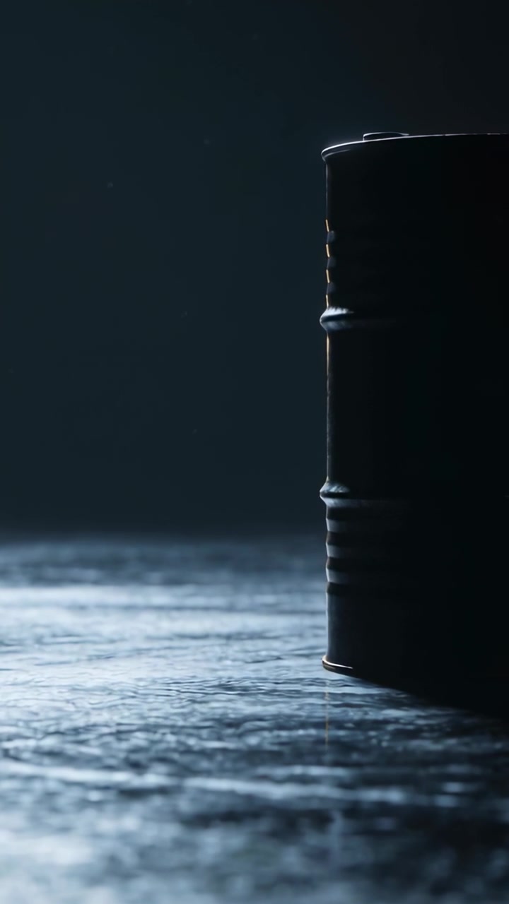 Tamburo industriale che rimane a destra, mentre la luce da sinistra sposta il riflesso sul bordo, stringendosi e illuminando il pavimento per annunci pubblicitari.