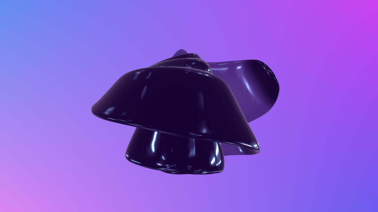 Forma abstracta 3D brillante y futurista girando sobre un fondo de gradiente suave, ideal para branding moderno, superposiciones de gráficos en movimiento, conceptos tecnológicos y proyectos de diseño visual creativo