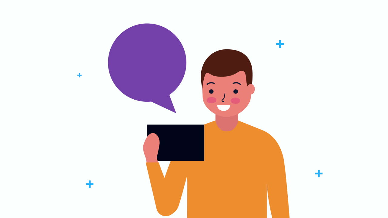 businessman using smartphone with speech bubble