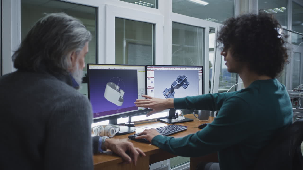 ingenieros que colaboran en un proyecto de diseño cad 3d