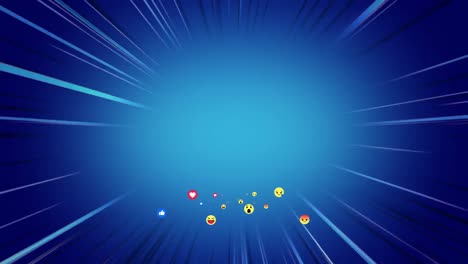 Emoji-Symbole-Fliegen-Auf-Blauem-Hintergrund