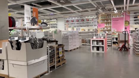 warehouse aisle with various home goods displayed