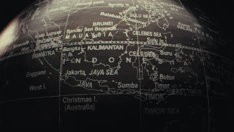 close-up view of a world map