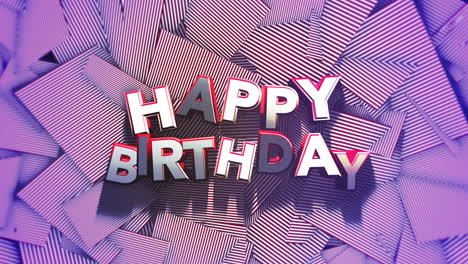 happy birthday on purple striped pattern