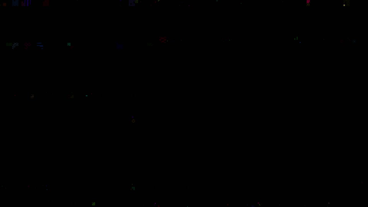 Abstract digital glitch with colorful, pixelated dot patterns and shapes appearing on black background. For tech, hud, or cyber-themed projects