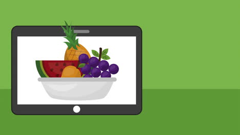 tableta con frutas frescas alimentos saludables