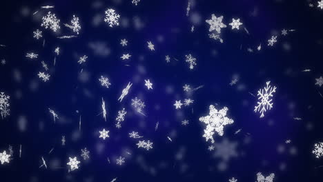 animación de copos de nieve cayendo sobre un fondo azul