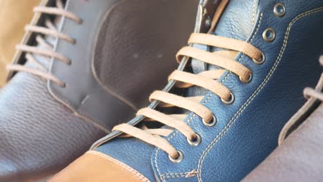 close-up of a pair of stylish leather boots