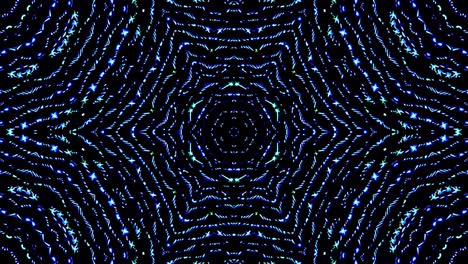 ondata di luce punti astratti impostati colore blu caleidoscopio sfondo nero