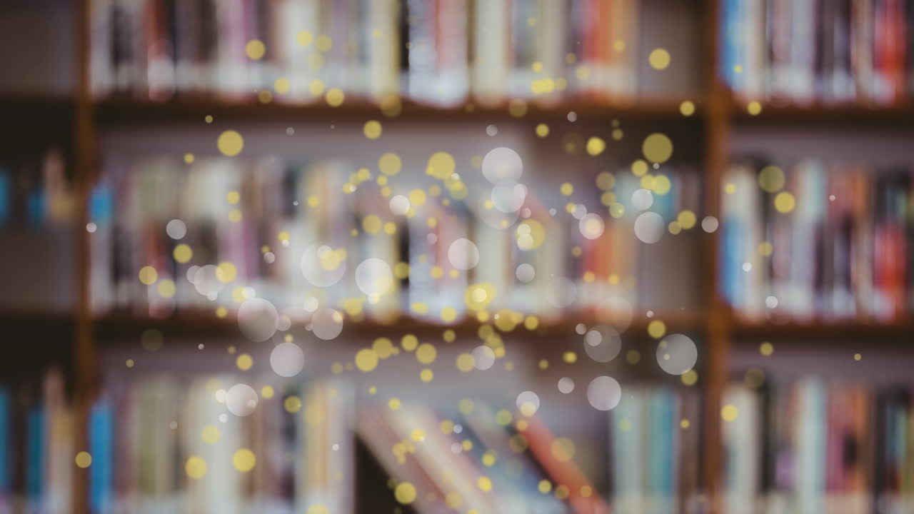 animación de luces brillantes sobre los libros en el estante