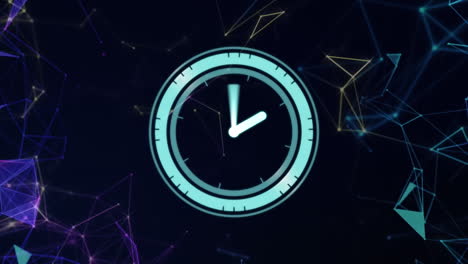 animación de la red de conexiones y reloj sobre fondo naval